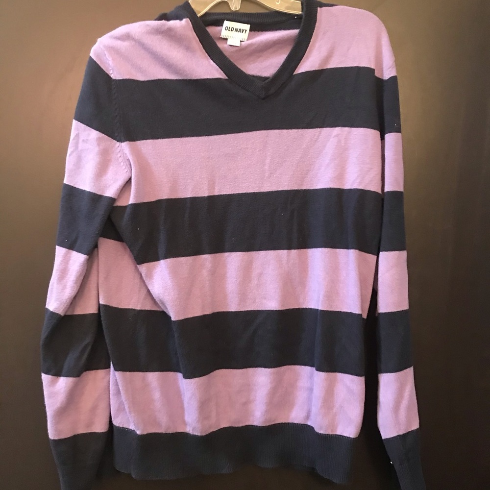 Old navy purple and navy striped v neck sweater